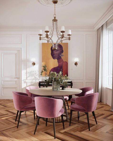 Breakfast Nook Aesthetic, Memphis Furniture, Sf House, House Refurbishment, Glam Interior, Vienna Apartment, Frame Wallpaper, Dinning Room Design, Dining Room Colors