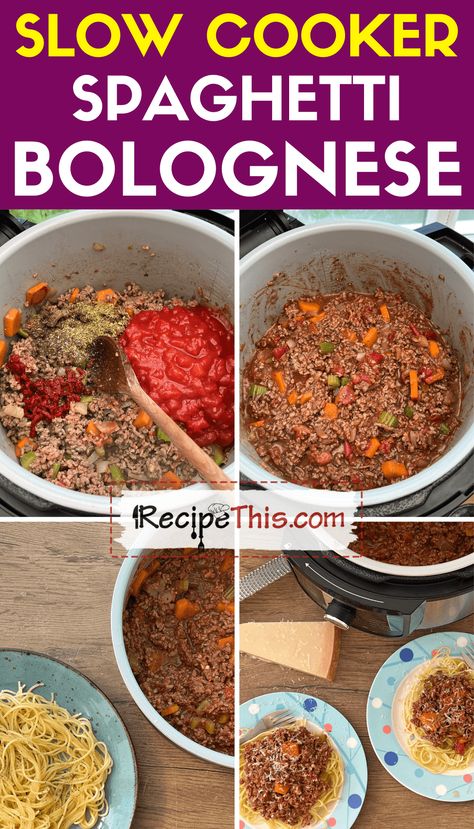 Slow Cooker Spaghetti Bolognese Slow Cooker Spaghetti Bolognese, Spaghetti Bolognese Slow Cooker, Spag Bol Recipe, Healthy Spaghetti Bolognese, Amazing Slow Cooker Recipes, Slow Cooker Meat, Slow Cooker Bolognese, Spaghetti Bolognese Recipe, Spaghetti Recipes Easy