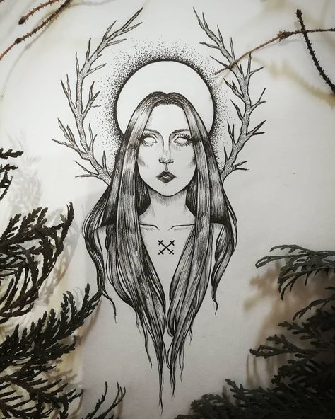 Mokosh Goddess Tattoo, Morana Goddess Tattoo, Goddess Morana, Viking Gods, Slavic Tattoo, Slavic Goddess, Goddess Tattoo, Illustrators On Instagram, Body Art Tattoos