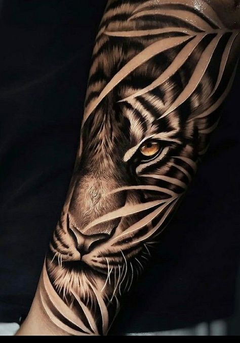 Tiger Forearm Tattoo, Tattoos Arm Mann, Thigh Piece Tattoos, Animal Tattoos For Men, Front Shoulder Tattoos, Tiger Tattoo Sleeve, Animal Sleeve Tattoo, Lion Tattoo Sleeves, Animal Tattoo Ideas