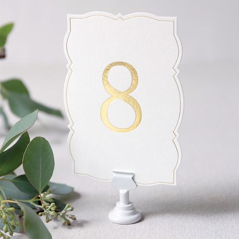 Gold Table Numbers Wedding, Number Ideas, Gold Table Numbers, Table Number Holders, Silver Table, Table Number Cards, Pretty Tables, Gold Table, Number Cards