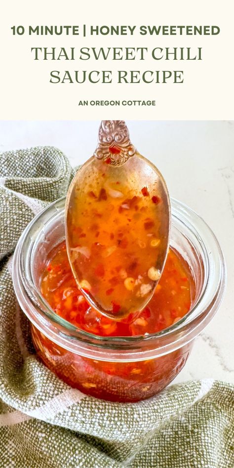 Make this amazing honey sweetened Sweet Chili Sauce recipe with a perfect blend of sweet and spicy flavors in 10 minutes- perfect for lettuce wraps, stir fries and dipping. Thai Sweet Chili Sauce Recipe, Homemade Sweet Chili Sauce, Asian Chili Sauce, Sweet Chili Sauce Recipe, Chili Sauce Recipe, Thai Chili Sauce, Red Chili Sauce, Zesty Sauce, Homemade Sauce Recipes