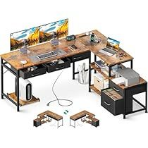 Corner Gaming Desk, Desk With File Drawer, L Shaped Computer Desk, Computer Desks For Home, Under Desk Storage, Corner Computer Desk, Shaped Desk, Office Supply Organization, Office Workstations