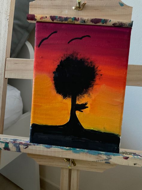 Tree sunset I used dark red and normal red orange and yellow and black Tree Sunset, Yellow Painting, Orange And Yellow, Yellow And Black, Easy Paintings, Yellow Black, Black N Yellow, Dark Red, Painting Ideas