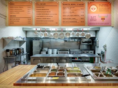 New Tex-Mex in NYC Burrito Restaurant, Mexican Restaurant Design, Restaurant Kitchen Design, Small Restaurant Design, Pasta Restaurants, Taco Restaurant, Black Bean Chicken, Salsa Fresca, Kitchen Set Up