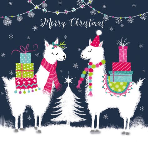 Image 12046931 square Alpaca Christmas, Christmas Boards, Llama Arts, Charity Christmas Cards, Llama Christmas, Shawl Knitting, Hand Painted Stones, Merry Christmas Card, Pattern Ideas