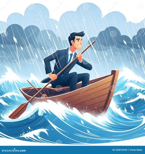 Businessman in a boat stock illustration. Illustration of cartoon - 333873929 Storm Illustration, Cartoon Boat, Boat Cartoon, The Success Club, Boat Illustration, Abstract Animal Art, Poster Fonts, Cartoon Posters, Watercraft