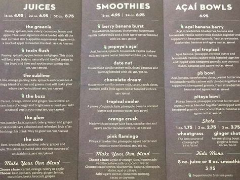 nekter-juice-bar-blackhawk-menu Nekter Juice Bar, Juice Bar Menu, Juice Menu, Smoothie Menu, Juice Bar Design, Juice Company, Smoothie Shop, Tonic Recipe, Smoothie Bar