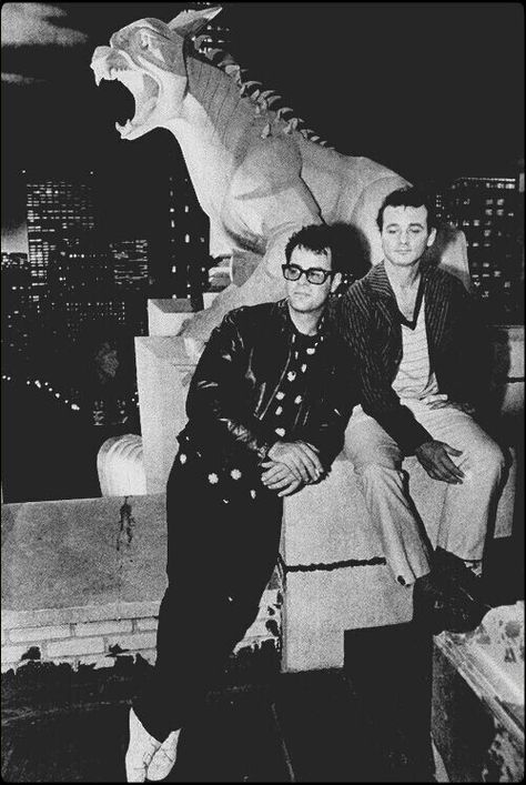 Dan Akroyd & Bill Murray on the set of, 'Ghostbusters' (1984). Dan Aykroyd, Ghostbusters 1984, Jane Russell, Gene Kelly, Mae West, Bill Murray, Ghost Busters, Dita Von Teese, Film Tv