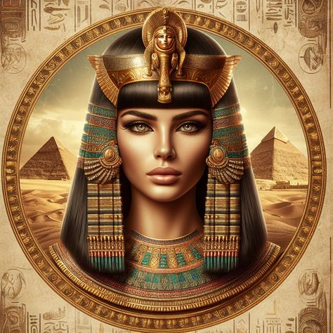 Cleopatra Symbol, Kleopatra Make Up, Cleopatra Photoshoot, Cleopatra Wallpaper, Egyptian Portrait, Cleopatra Vibes, Egyptian Queen Tattoos, Cleopatra Art, Egypt Goddess