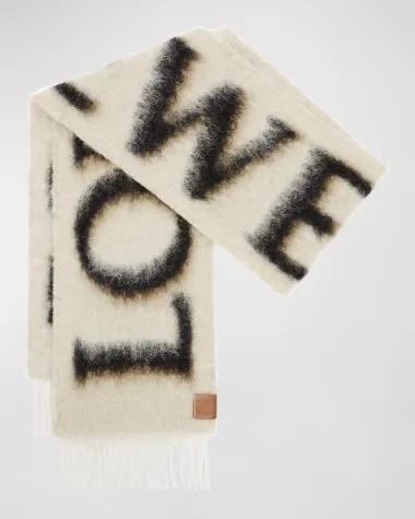 Loewe at Neiman Marcus Succession Wardrobe, Loewe Scarf Outfit, Loewe Clothes, Wishlist Ideas Aesthetic, Loewe Scarf, Aesthetic Wishlist, Designer Background, Mohair Scarf, Designer Scarf