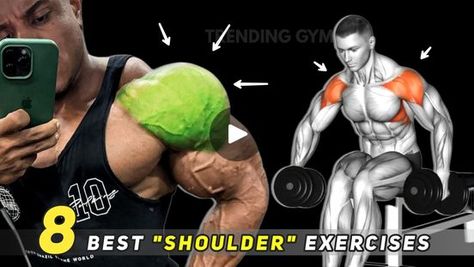 Try This Exercises To Build Wider Shoulder - Shoulder Workout Routine | Try This Exercises To Build Wider Shoulder - Shoulder Workout Routine | By Trending Gym | Eight effective shoulder
exercises, Seated dumbbell lateral raise. This is an
excellent exercise for building the medium deltoid muscles. The
main working muscles are the deltoids. The auxiliary muscles
affected are the forearm and trapezius muscle. Upright row.
The upright row primarily targets your traps and side
delts. So any exercise for these areas will work as an
alternative. Upright rows primarily target your side
delts and trap muscle. You will also feel them in your front
delts, rear delts, arms and core if you are standing. Cable
front raise, this exercise mainly involves the anterior
bundles of the deltoid muscles. Exer Dumbbell Lateral Raise, Front Delts, Trapezius Muscle, Traps Muscle, Shoulder Workout Routine, Upright Row, Shoulder Exercises, Shoulder Day, Front Raises