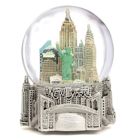 New York Snow Globe, Nyc Snow Globe, Globe Furniture, Nyc Snow, New York Snow, City Snow, Musical Snow Globes, Water Globes, Nyc Skyline