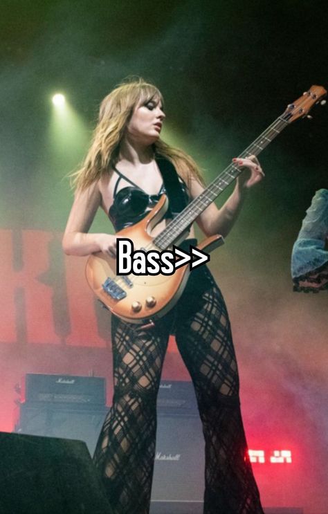 Bass bass guitar aesthetic whisper rockstar maneskin Cat Playing Bass Guitar, Bass Girl Aesthetic, Playing Bass Aesthetic, Bassist Quotes, Bass Player Aesthetic, Bass Guitar Wallpaper, Bass Outfits, Vic Core, Bass Guitar Aesthetic