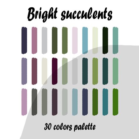 Bright succulents color palette for Procreate and Photoshop INCLUDED: 1 .swatches file (Compatible with the Procreate app only) 1 .ase file in archive, suitable for Procreate and Photoshop Succulent Color Palette, Color Palette For Procreate, Color Palette Procreate, Succulent Pumpkin, Procreate Color Palette, Green Palette, Color Balance, Procreate App, Paint Palette