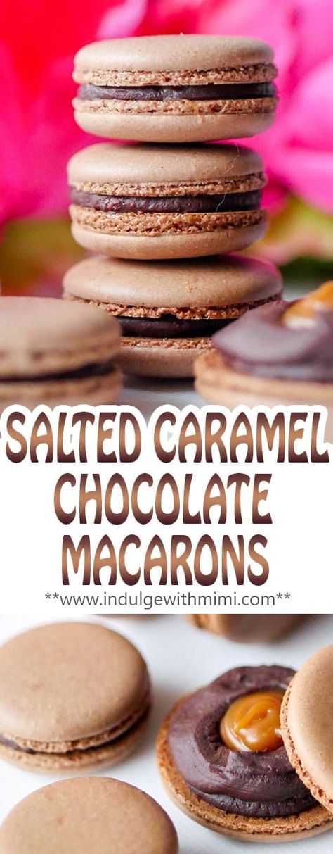 Chocolate Macaron Recipe, French Macaroon Recipes, Kue Macaroon, Salted Caramels, Chocolate Macarons, Chocolate Macaroons, Chocolate Macaron, Macaron Flavors, Macaron Cookies