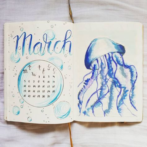 March Cover Page, Bullet Journal Lettering, Bullet Journal Daily, Journal March, Bullet Journal October, March Bullet Journal, Bullet Journal Monthly Spread, Bullet Journal 2019, Bullet Journal Cover Page