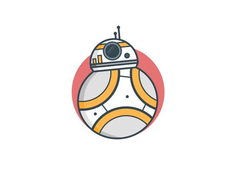 Bb8 Droid, Illustration Gif, Dribbble Design, Star Wars Bb8, Illustrator Vector, Birthday Star, Star Wars Tattoo, Bb 8, Illustration Sketches