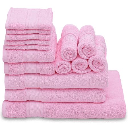 Elevate your bathing experience with our 100% cotton towel set. This comprehensive set includes towels of varying sizes to cater to all your needs, whether you're stepping out of the shower, wrapping your hair, or cleaning up a spill. Crafted from premium cotton, these towels promise excellent absorbency, durability, and softness, making them a reliable addition to your home. The convenience of having different sizes at your disposal, coupled with their easy care instructions  machine wash and d Pink Bath Towels, Dorm Bathroom, Pink Dorm, Pink Bathroom Decor, Hello Kitty Rooms, Pink Baths, Pink Towels, Wash Cloths, Pink Bathroom