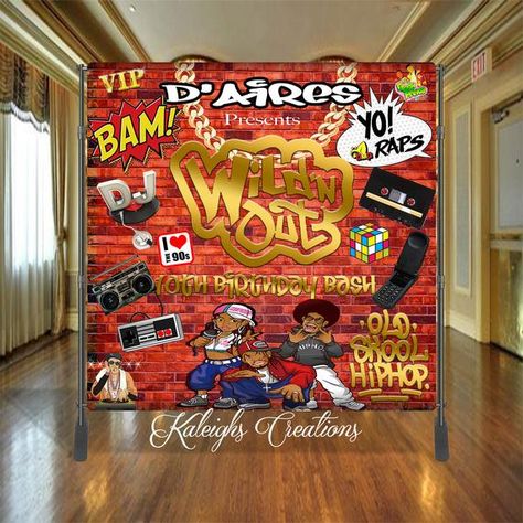 Wild'n Out Backdrop/MTV/Hip-Hop Party/80's and 90's Theme Twins Party, Hip Hop Birthday, Twin Gender Reveal, 18th Birthday Outfit, 17th Birthday Ideas, Moms 50th Birthday, Hiphop Party, Boys First Birthday Party Ideas, Candy Buffet Tables