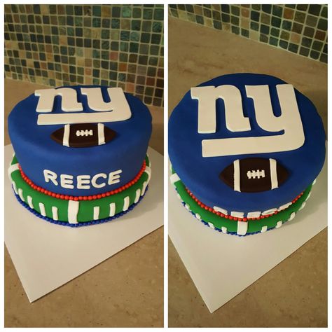 Giants Cake Football, New York Giants Cake, Ny Giants Cake, Giant Birthday Cake, Giant Cake, 25th Bday, Ny Giants Football, Flour Bakery, Football Theme Party