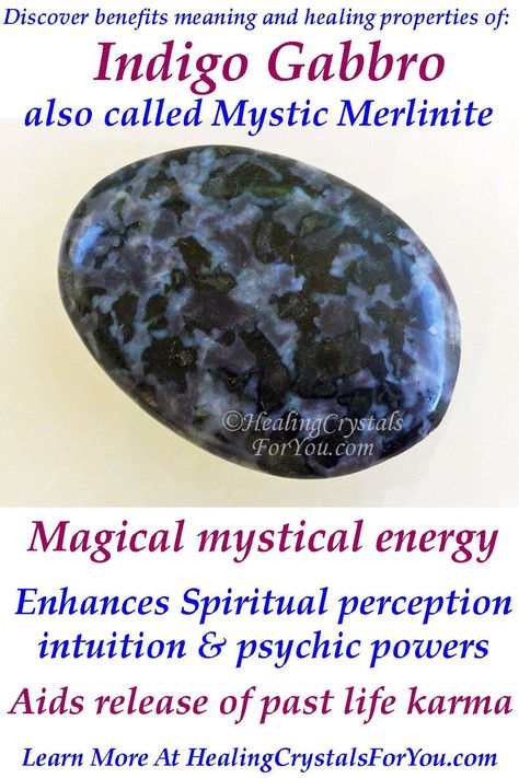 Indigo Gabbro Crystal Meaning, Mystic Merlinite, Indigo Gabbro, Crystal Seashells, Healing Crystals For You, Psychic Gifts, Self Actualization, Psychic Powers, Crystals Healing Properties