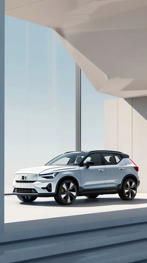 ->> more details in ai-img-gen.com White Volvo, Volvo Xc40 Recharge, Xc40 Recharge, Minimalist Background, Volvo Xc40, Large Window, Black Accents, Large Windows, Volvo