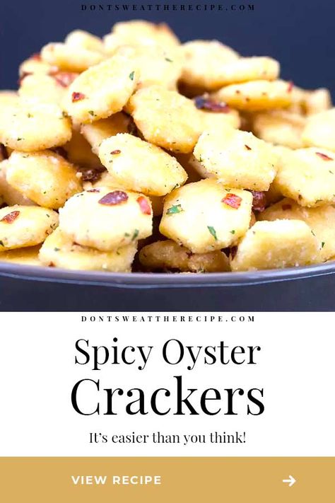 WARNING: These babies are ADDICTIVE! Spicy Seasoned Oyster Crackers is an easy recipe to whip up in no time. #firecrackers #recipe Recipes Using Oyster Crackers, Spicy Oyster Cracker Recipe, Oyster Cracker Recipes, Spicy Oyster Crackers, Spicy Ranch Crackers Recipe, Firecrackers Recipe, Spicy Crackers Recipe, Oyster Cracker Snack, Oyster Crackers Recipe