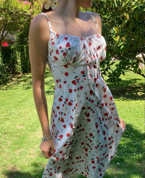 Flower Sundress Aesthetic, 2000s Sundress, Sundress Aesthetic, Flower Sundress, France Lyon, Sundress Outfit, Cherry Flowers, Sundress Season, Sundress Summer