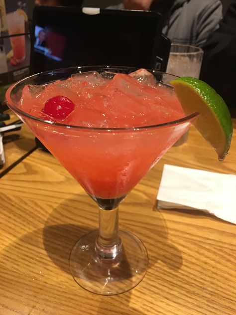 Strawberry Margarita on the rocks from Applebee’s Applebees Aesthetic, Applebees Margaritas, Strawberry Margarita On The Rocks, Raspberry Margarita Recipe, 10 Layer Chocolate Cake, Layer Chocolate Cake Recipe, Raspberry Margarita, Layer Chocolate Cake, Margarita On The Rocks