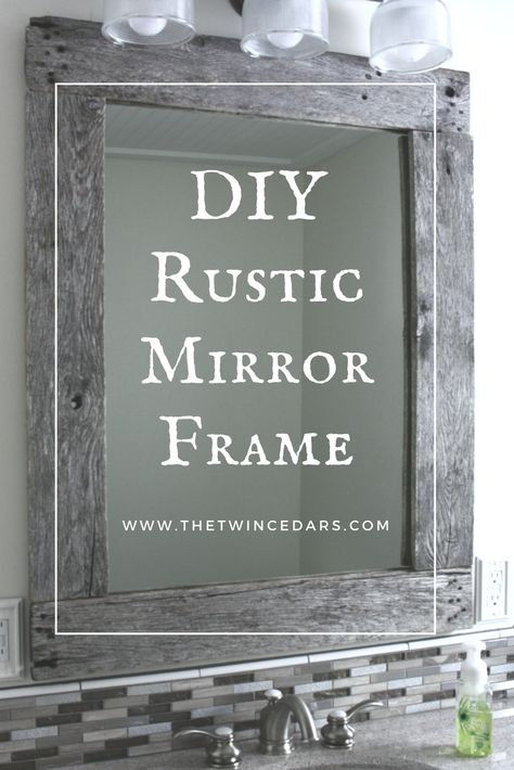 Repurpose Mirror, Diy Rustic Mirror, Mirror Frame Bathroom, Diy Mirror Frame Bathroom, Rustic Mirror Frame, Diy Rustic Bathroom, Rustic Bathroom Mirrors, Spiegel Diy, Farmhouse Mirror