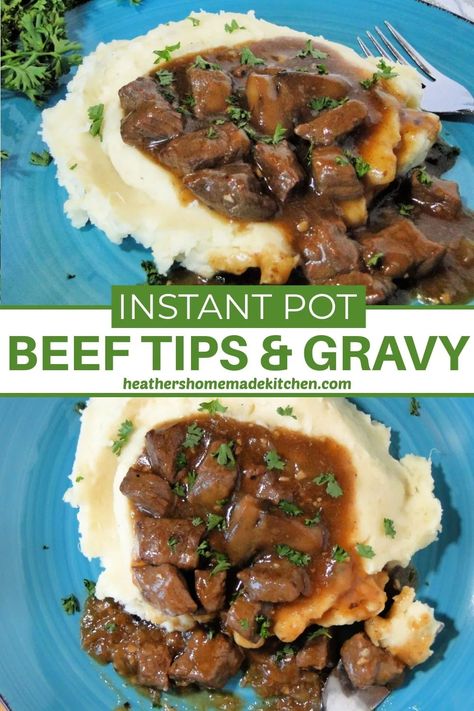 Beef Tips With Gravy, Instant Pot Beef Tips, Instant Pot Stew, Beef Tip Recipes, Beef Recipe Instant Pot, Beef Tips And Gravy, Stew Meat Recipes, Potted Beef, Beef Tips