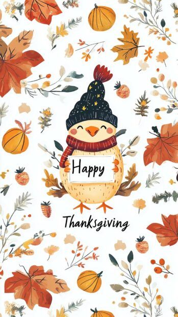 A sweet wallpaper with a small, smiling turkey character holding a Happy Thanksgiving sign, surrounded by fall themed patterns. Thanksgiving Backgrounds Wallpapers, Thanksgiving Lockscreen, Thanksgiving Phone Wallpaper, Cute Thanksgiving Wallpaper, Thanksgiving Screensavers, Thanksgiving Wallpaper Iphone November, Free Thanksgiving Wallpaper, Thanksgiving Backgrounds, Thanksgiving Iphone Wallpaper