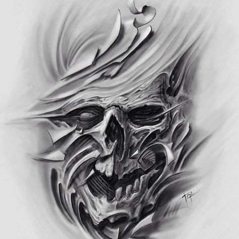 Demon Skull Tattoo Design, Sketches Skeleton, Skull Tattoos For Men, Biomech Tattoo, Demon Skull, Organic Tattoo, Awesome Tattoo, Biomechanical Tattoo, Skeleton Tattoos