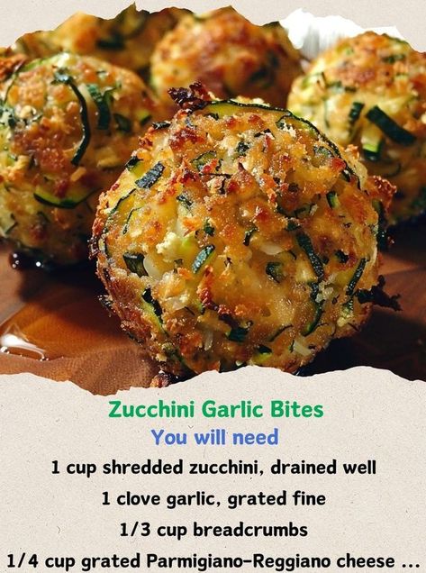 Zucchini Garlic Balls, Zucchini Garlic Bites Recipe, Zucchini Bits, Appetizer Balls, Zucchini Garlic Bites, Garlic Bites, Savoury Bites, Zucchini Bites, Easy Zucchini Recipes