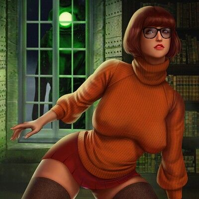 Velma Artwork, Velma Live Action, Velma Scooby Doo Fanart, Pinup Cartoon Vintage, Velma X Daphne Fan Art, Velma Pfp, Women Cartoon Characters, Velma Art, The Mask Cartoon