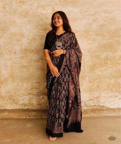 Ajrakh Sarees - Buy directly from the artisan | Amounee – AMOUNEE - Handloom & Handicraft Ajrakh Sarees, Hand Block Printing, Sambalpuri Saree, Indian Bridal Sarees, Designer Bridal Lehenga, Bandhani Saree, Wedding Store, Bridal Sarees, Work Sarees