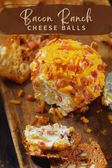 This easy cheese ball recipe is full of delicious cheese, bacon, and ranch dressing to create a yummy appetizer. Easy to make ahead for party food, potluck appetizers, Super Bowl appetizers and anytime you're entertaining a crowd! Reuben Balls Recipe, Appetizers Super Bowl, Bacon Appetizers Easy, Bacon Cheeseball Recipes, Bacon Ranch Cheese Ball Recipe, Bacon Ranch Cheese Ball, Sweet Appetizers, Easy Cheese Ball, Ranch Cheese Ball