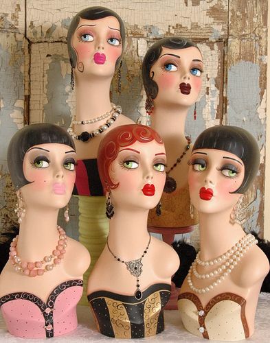 I have supplied hundreds of painted mannequins world wide. Here are some examples of my hand painted mannequin heads, all painted by Magda. You can see more of my work on Etsy, search for nostalgiccorner. Styrofoam Heads, Mannequin Decor, Art Mannequin, Styrofoam Head, Gatsby Headband, Head Vases, Library Boards, Mannequin Art, Vintage Mannequin