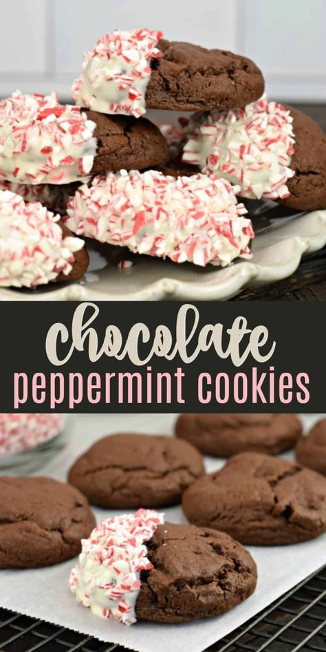 Chocolate Peppermint Cookies Recipe, Slice And Bake Cookies, Peppermint Cookie Recipe, Peppermint Crunch, Chocolate Peppermint Cookies, Shugary Sweets, Dark Chocolate Cookies, Chocolate Cookie Dough, Chocolate Sugar Cookies