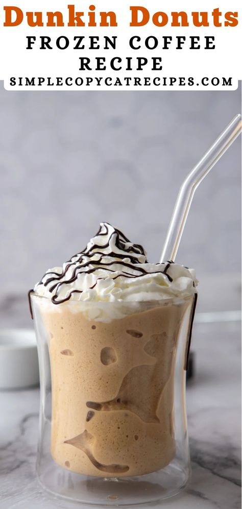 Dunkin Donuts Frozen Coffee Recipe, Dunkin Frozen Coffee, Frozen Coffee Recipe, Smoothie King Recipes, Mocha Coffee Recipe, Frozen Coffee Drinks, French Vanilla Syrup, Recipe Copycat, Coffee Protein Shake