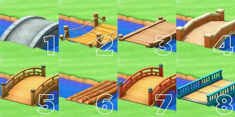 Brick Bridge, Log Bridge, Iron Bridge, Motif Acnl, Animal Crossing Guide, Animal Crossing Wild World, Qr Codes Animal Crossing, Stone Bridge, Wooden Bridge