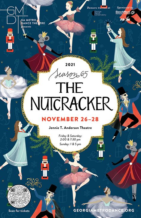 Ballet Program Design, The Nutcracker Ballet Poster, Nutcracker Theater, Nutcracker Poster, Nutcracker Illustration, Theatre Illustration, Christmas Poster Design, Ballet Posters, Dance Program