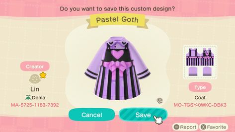 Acnh Pastel Goth, Purple Goth, Pastel Goth Outfits, Animal Crossing Fan Art, Goth Clothes, Acnh Design, Purple Animals, Animal Crossing Qr Codes Clothes, Qr Codes Animal Crossing