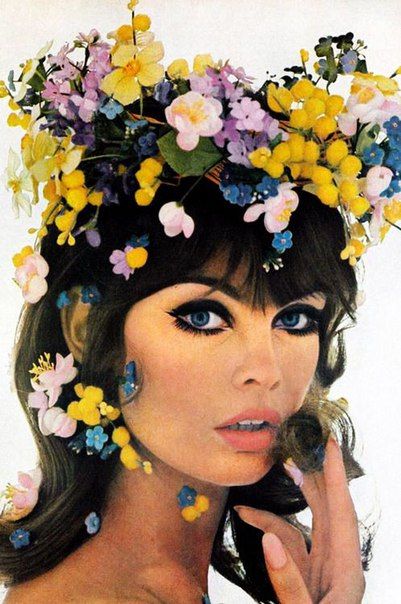 Jean Shrimpton photographed by Bert Stern, 1965 Fashion Fotografie, 60s Girl, Jean Shrimpton, Woman With Flowers, Flowers In Her Hair, Lauren Hutton, Peter Lindbergh, Catherine Deneuve, Vintage Glam