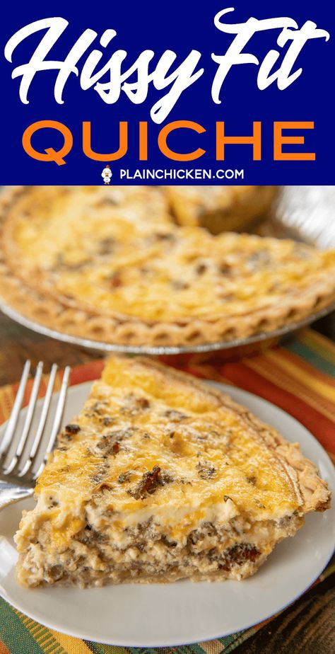 Quiche Brunch, Sausage Quiche Recipes, Velveeta Recipes, Sausage Quiche, Breakfast Quiche Recipes, Muenster Cheese, Quiche Recipes Easy, Hissy Fit, Plain Chicken