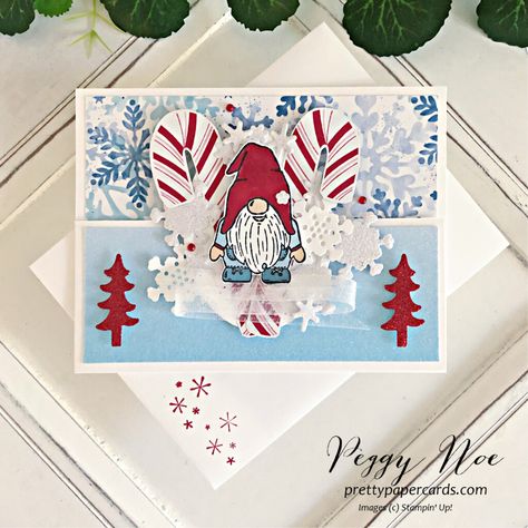 Friendly Gnomes Stampin Up Cards, Friendly Gnomes, Sweet Candy Canes, Kindest Gnomes, Candy Cane Cards, Gnome Cards, Stampin Pretty, Handmade Christmas Card, Stampin Up Christmas Cards