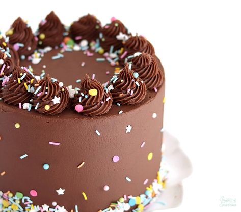 Chocolate Cake Design Ideas, Homemade Yellow Cake, Vegan Chocolate Cake Recipe, Cake Design Ideas, Oreo Buttercream, Classic Birthday, Yellow Cake Recipe, Fancy Sprinkles, Dairy Free Cake