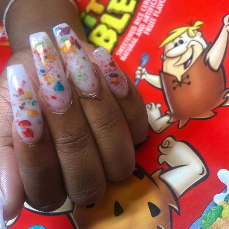 Crazy Nail Designs, Encapsulated Nails, Crazy Nails, Fruity Pebbles, Hair Laid, Dream Nails, Dope Nails, Cute Acrylic Nails, Nail Tech