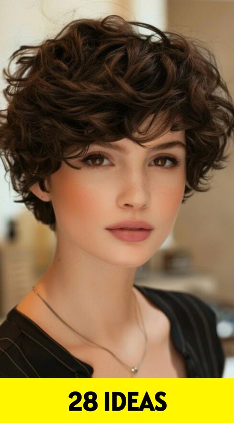 Say hello to effortless chic with 28 fabulous short haircuts for curly hair. Whether you prefer a sleek and polished look or something more tousled and undone, there's a style here for every curly-haired beauty. Curly Model Hair, Pixie Hair For Curly Hair, Short Scrunched Hairstyles, Short Bob Haircuts For Curly Hair, Short Shaggy Haircuts Curly Hair, Womens Short Curly Hair, Long Curly Pixie Cut, Short Curly Haircuts For Thinning Hair, "bixie" Haircut Wavy